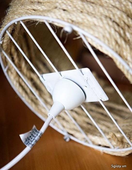 Cách làm đèn treo mộc mạc bằng dây thừng - 6