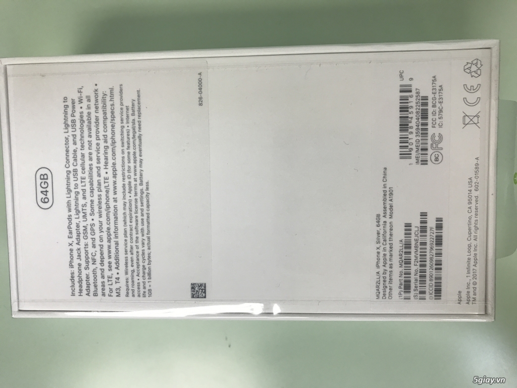 Iphone X silver 64Gb hàng US