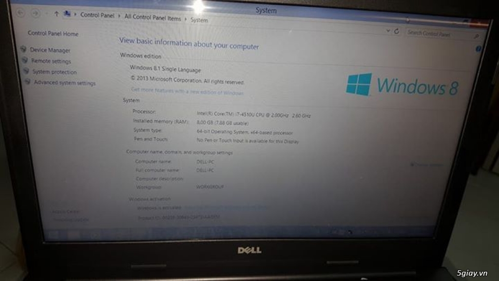 Laptop Dell inspiron 15 N5547A - 8