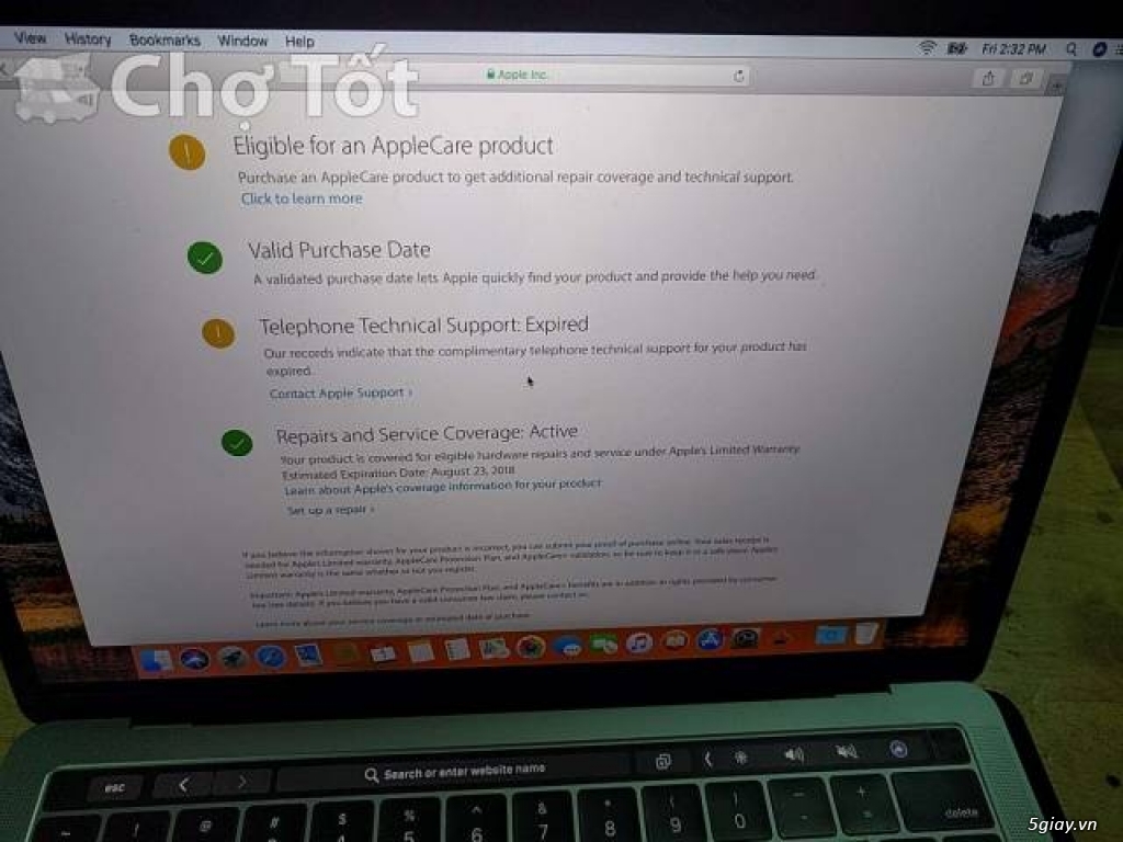 Macbook pro 13 inch 2017 tuochbar mpxx2