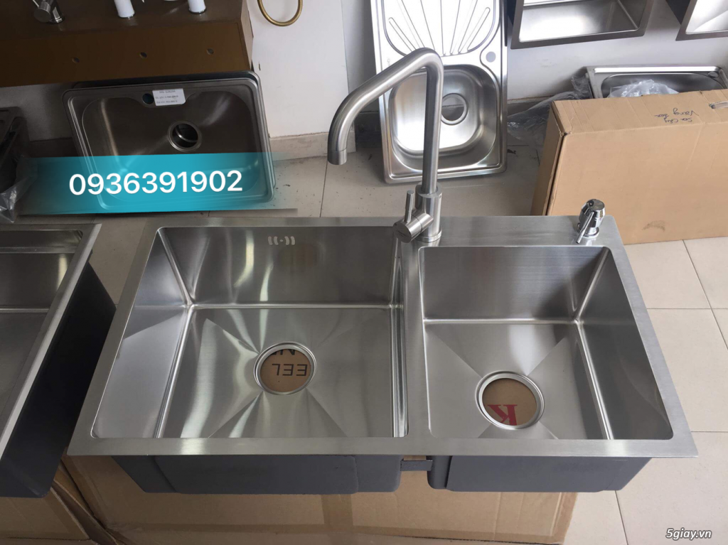 Chậu rửa bát inox304 đúc hai hộc đều - 1