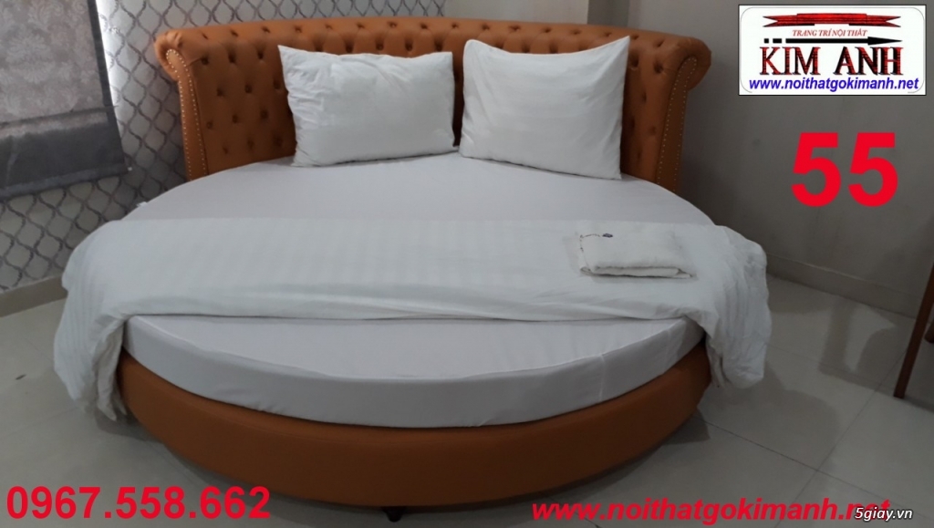 Mẫu giường tròn đẹp, giường tròn giá rẻ tại tphcm, giường tròn bọc da