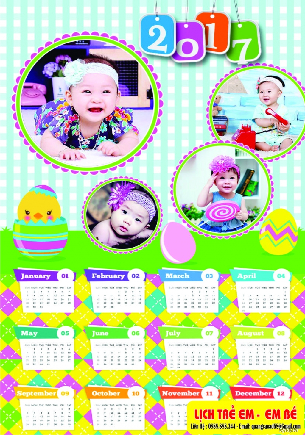 Lịch Em Bé - Lịch Trẻ Em - Lịch Sáo Trúc 2018 - 5