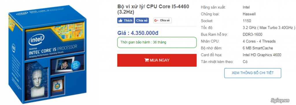 CPU Intel Core i5-4460, 3.2 GHZ, 6MB Cache, Socket 1150