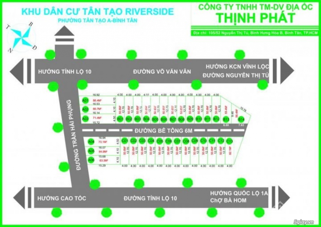 Tân Tạo Riverside, Đất Bình Tân chỉ 1,16 tỷ / nền, xây liền, bao GPXD,