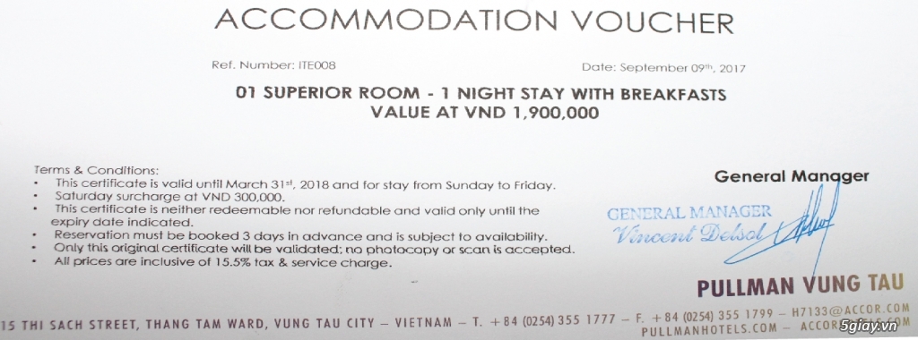 Voucher phòng Superior và Deluxe khách sạn Pullman Vũng Tàu - 2