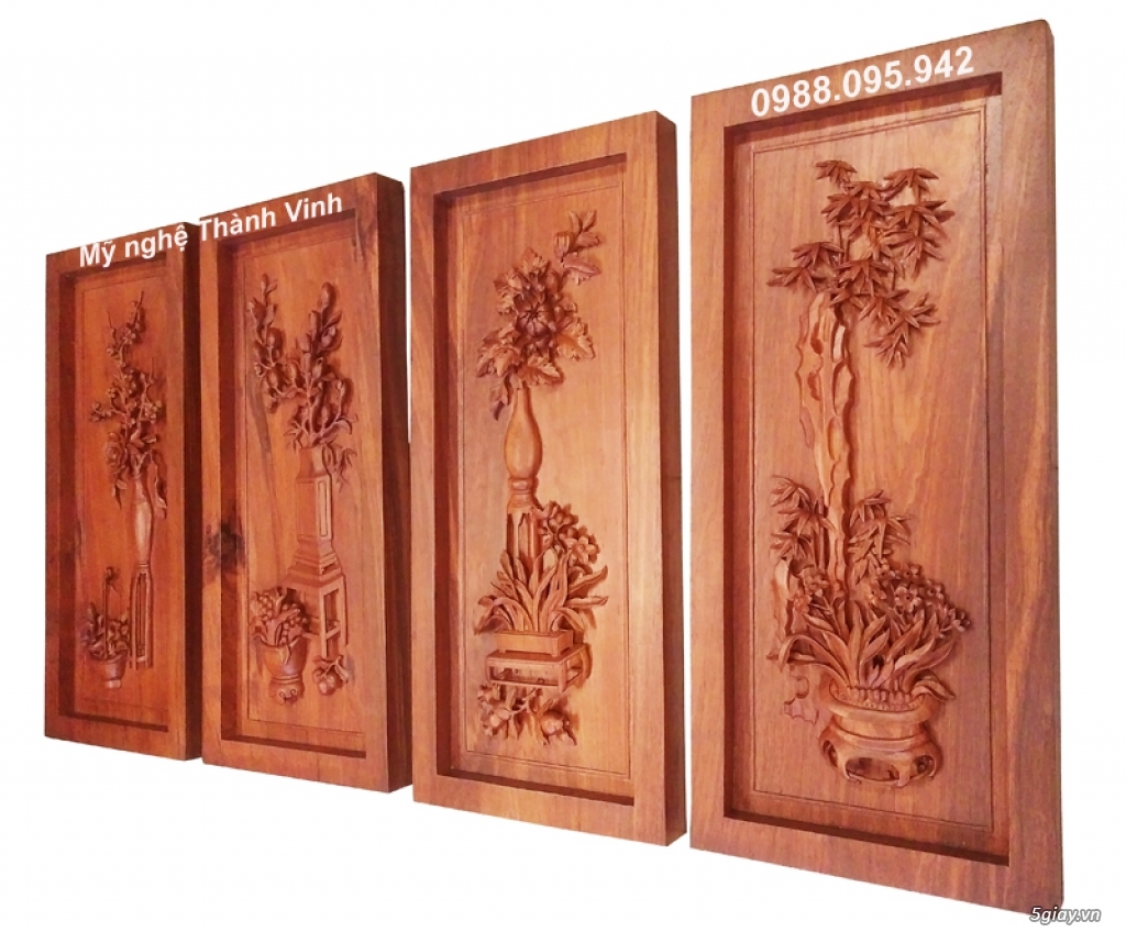 Tranh TỨ QUÝ bằng GỖ tại Đà Nẵng-Tùng Cúc Trúc Mai / Mai Lan Cúc TRÚC - 2