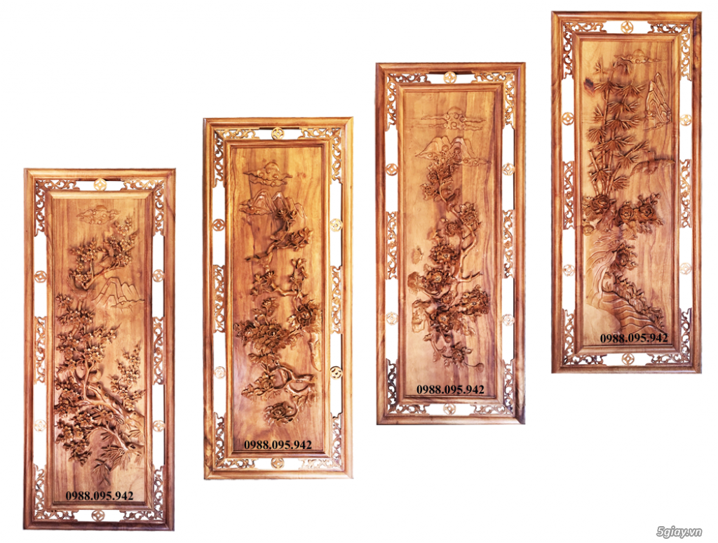 Tranh TỨ QUÝ bằng GỖ tại Đà Nẵng-Tùng Cúc Trúc Mai / Mai Lan Cúc TRÚC