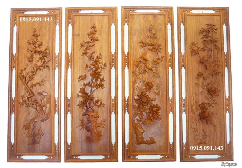 Tranh TỨ QUÝ bằng GỖ tại Đà Nẵng-Tùng Cúc Trúc Mai / Mai Lan Cúc TRÚC - 4