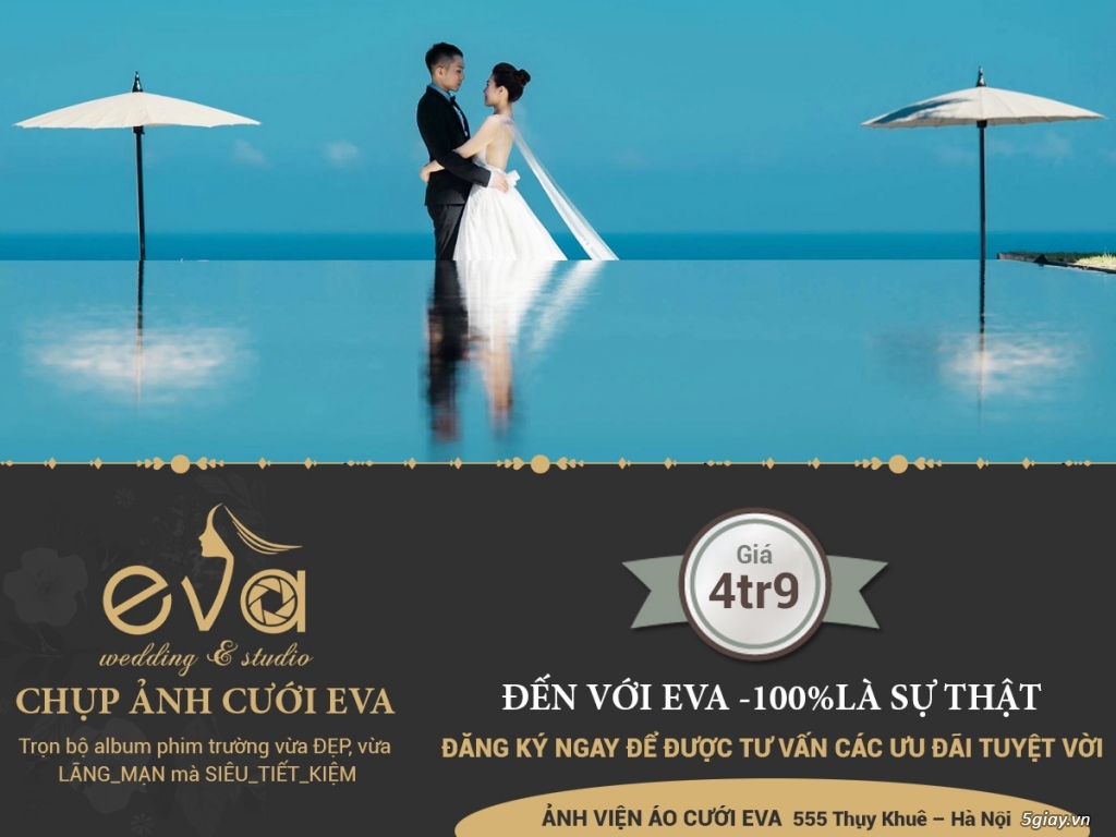 EVA Wedding Studio là nơi cập nhật những xu hướng chụp ảnh cưới đẹp nhất, tạo nên những bức hình đầy cảm xúc và sáng tạo nhất. Tham khảo tại đây để tìm hiểu thêm về công nghệ, phong cách chụp ảnh và quy trình cung cấp dịch vụ chuyên nghiệp nhất.