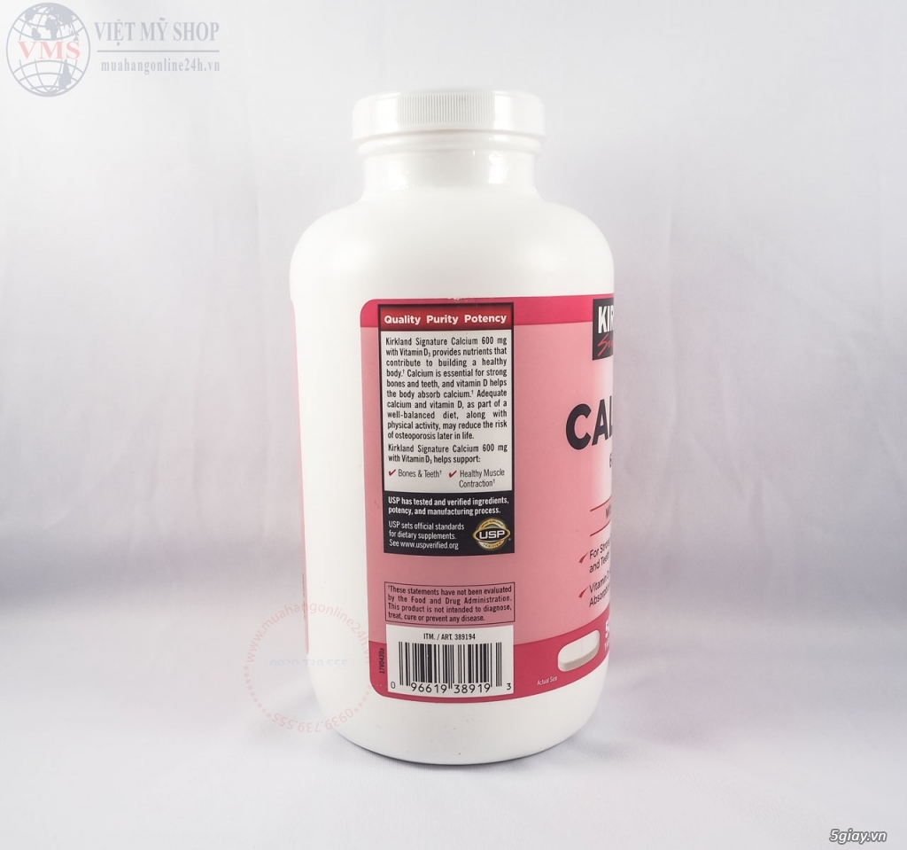 Viên Uống Bổ Sung Canxi Kirkland Signature Calcium 600mg + D3 - 2