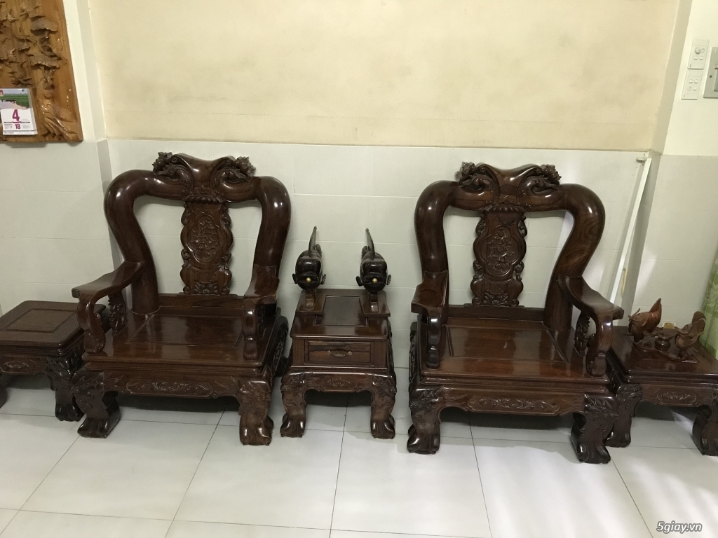 Bộ bàn ghế cẩm lai 7 món tay 16 - 2