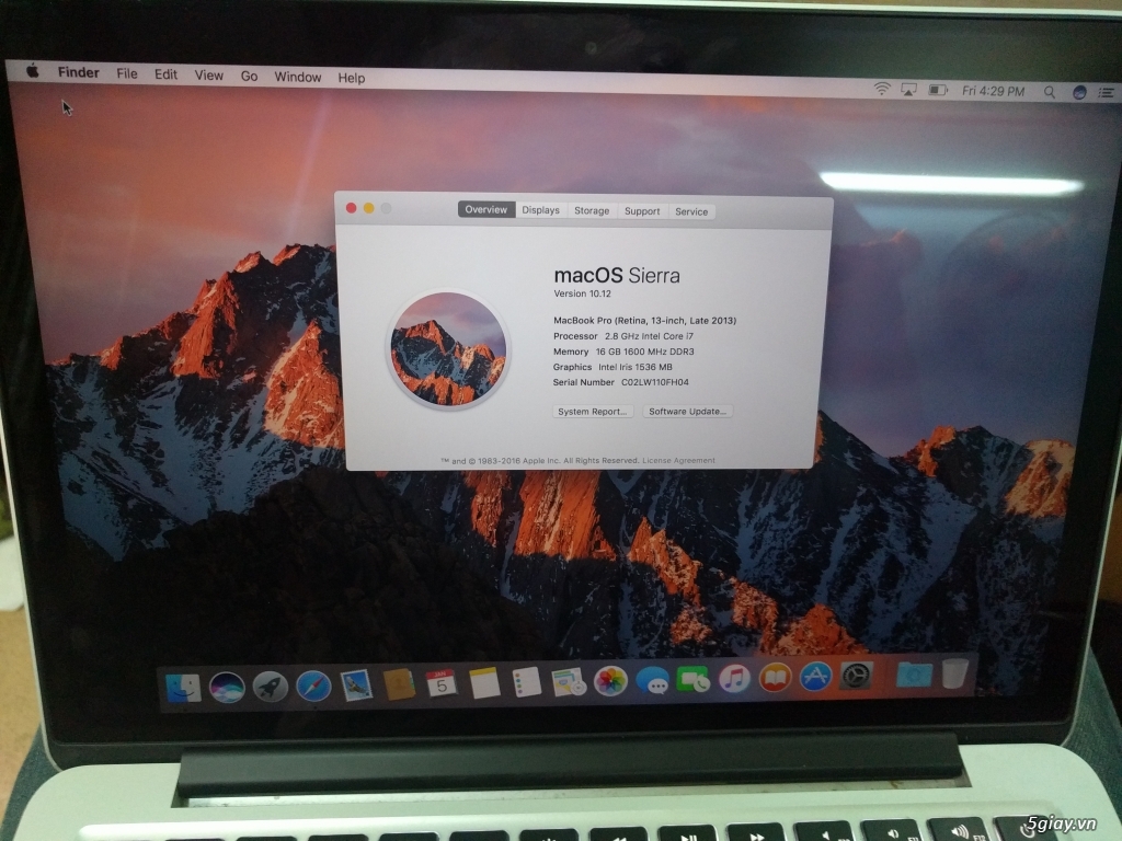 Me865 Macbook Pro 13 2013 I7,16GB,256GB - 3