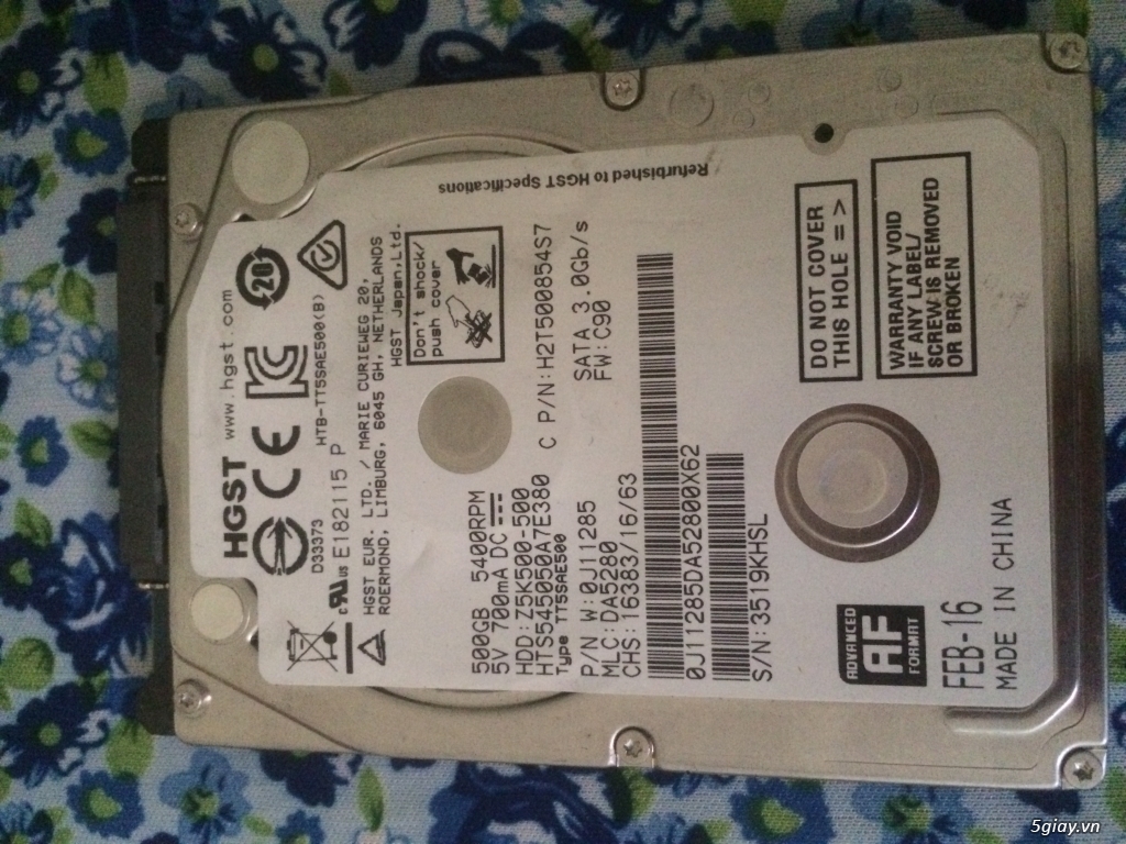 Ổ cứng laptop Hitachi (HGST) 500GB – 5400RPM – 2.5″ SLIM - 1