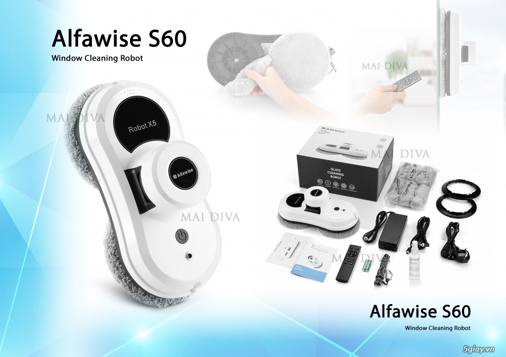 Robot cao cấp Alfawise S60, máy thổi bụi Greenworks Pro 80v