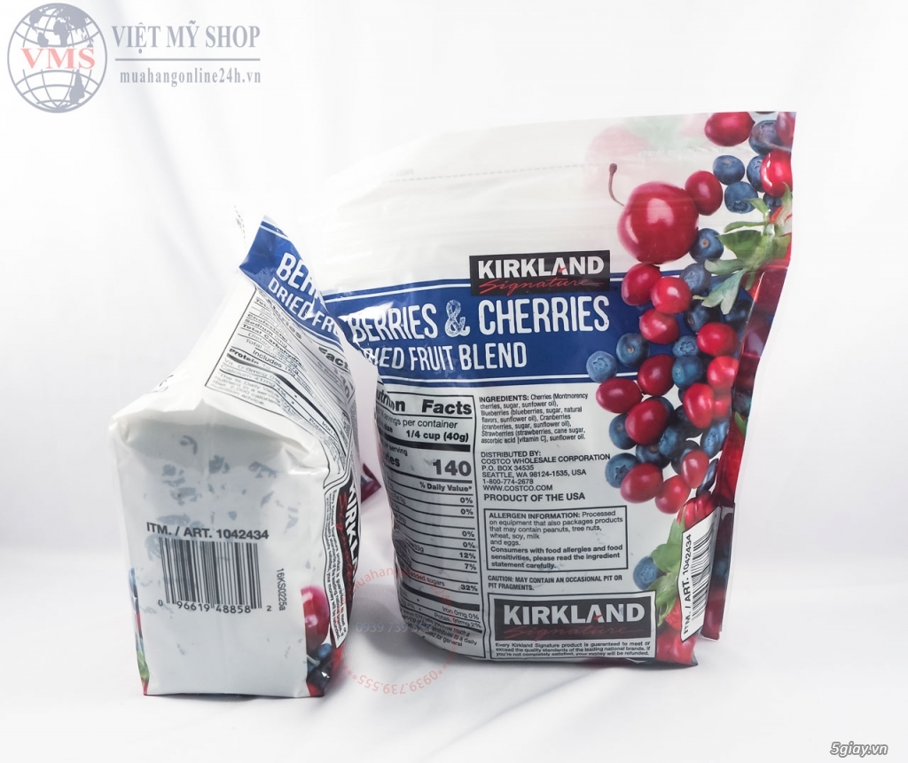 Hỗn Hợp Trái Cây Sấy Khô Berries Cherries Kirkland 567g của Mỹ gia360k - 1