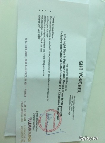 Voucher Khách Sạn Pullman Hà Nội