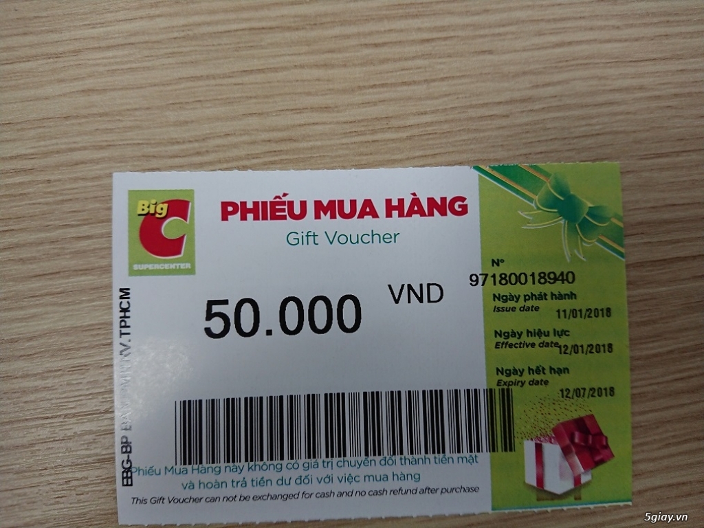Bán phiếu mua hàng siêu thị Big C, Coopmart