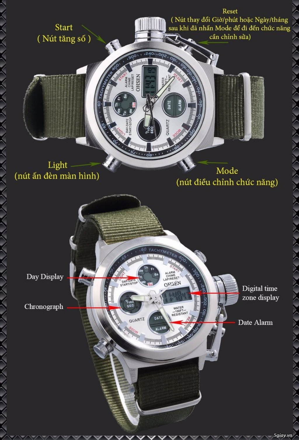 Đồng hồ điện tử quân đội Ohsen - 7