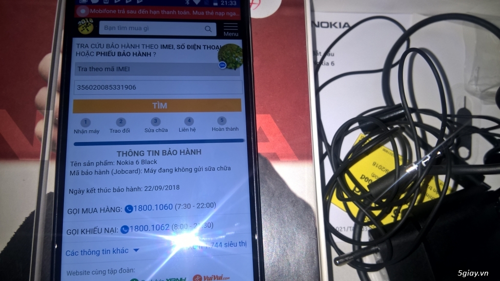 Nokia 6 black fullbox còn bảo hành 7,5 tháng TGDĐ - 2