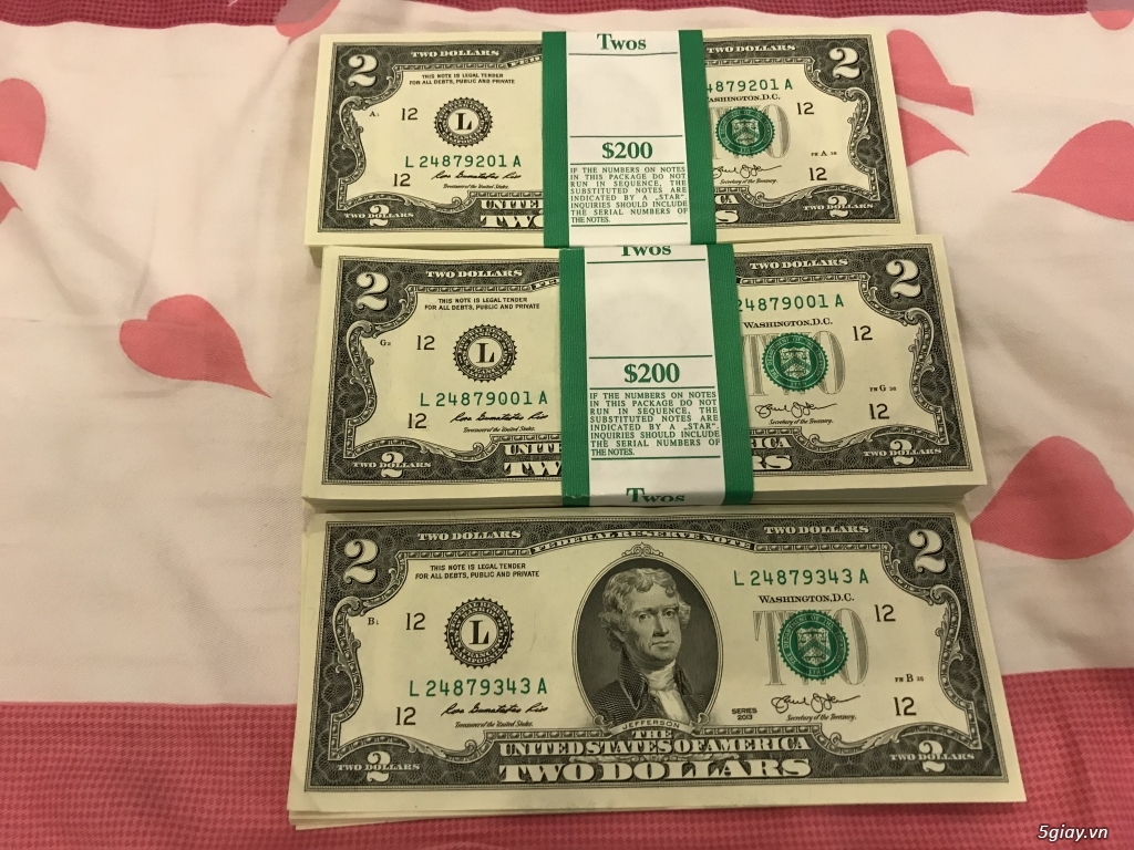 Tiền $2 lì xì Tết lấy hên. Đỗi tiền $2 đô Mỹ. - 1