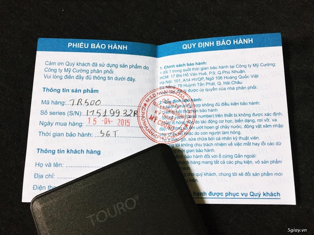 ổ cứng TOURO 500GB 99% 850k