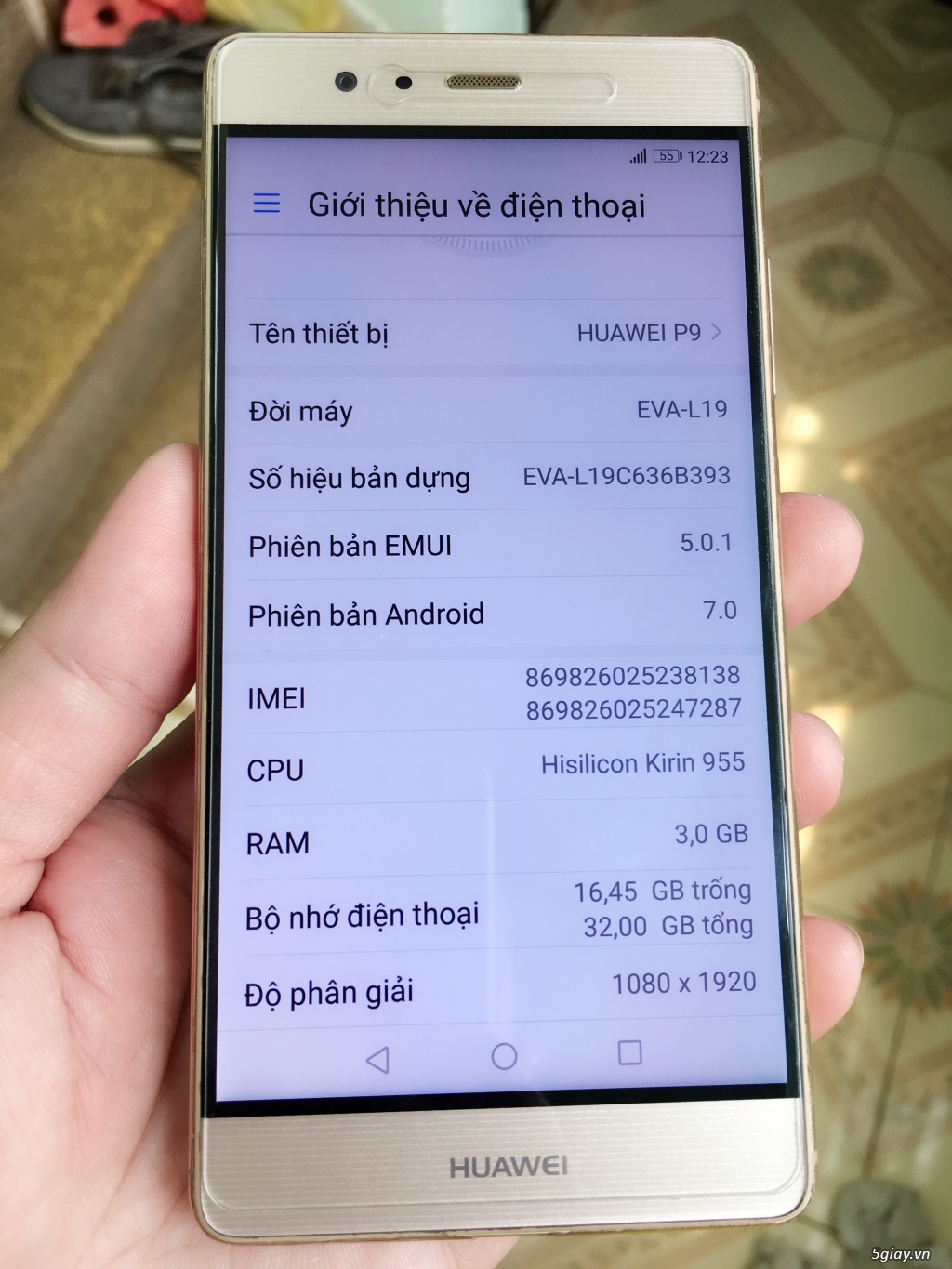 Tiễn e Huawei P9 Gold (Cty) 95%