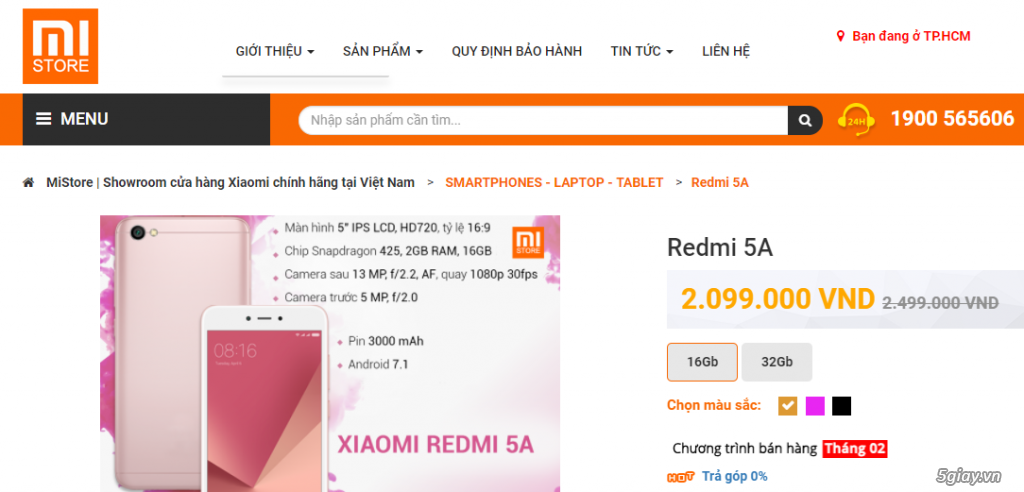 Bán rẻ Xiaomi Redmi 5A mới mua 100%, 15 tháng BH chính hãng, 1 đổi 1 - 1