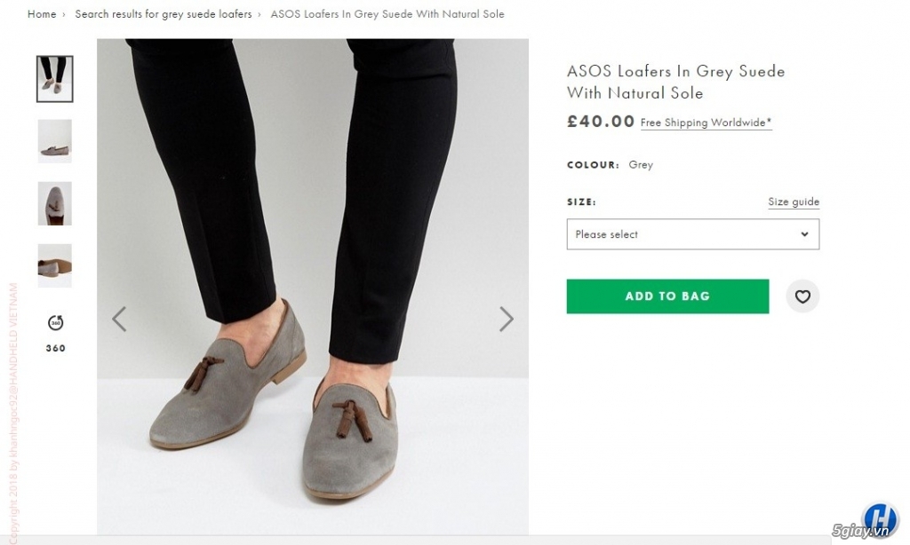 Asos grey Suede Loafers size 40 - 2