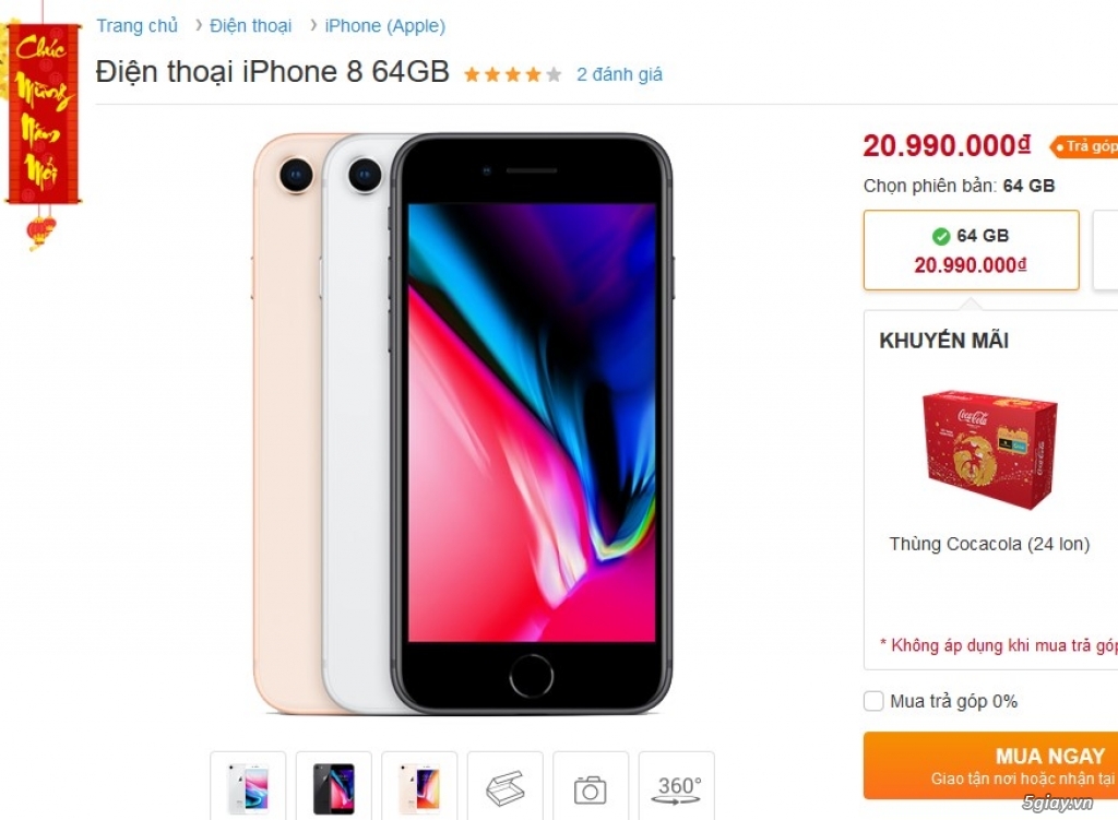 iPhone 8 GOLD 64 VN new chưa active BH 1 ĐỔI 1 đc tặng bán rẻ