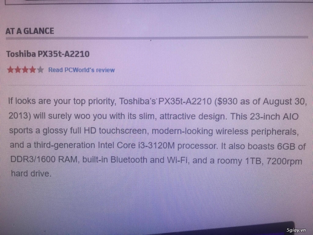 Bán máy tính bàn Toshiba All-in-one 23 FullHD cảm ứng màn hình từ Mỹ - 3