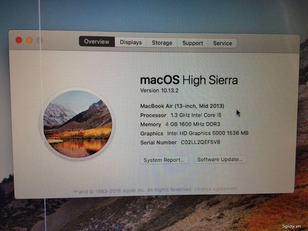 Macbook Air MID 2013 13,3 i5 4G SSD256 bị sọc nhỏ Giá rẻ - 4