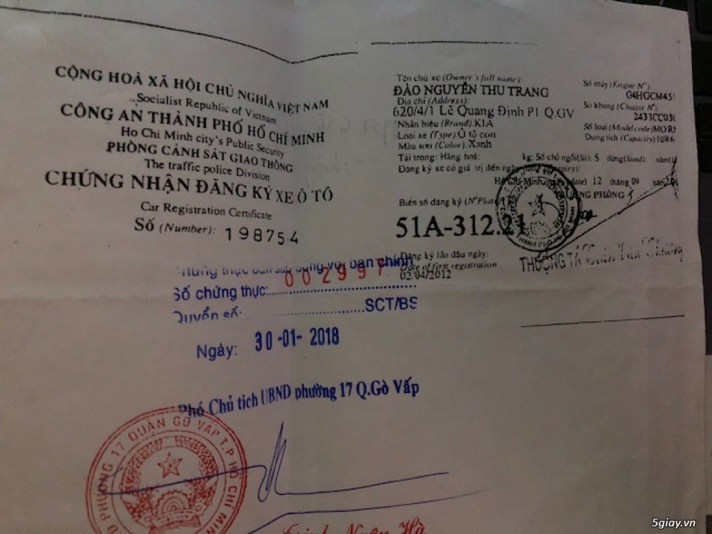 Bán xe Kia Morning 2012 màu xanh chuối số động nữ chạy