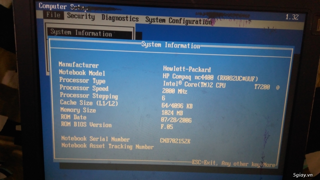 Laptop HP NC 4400 core 2 chữa cháy