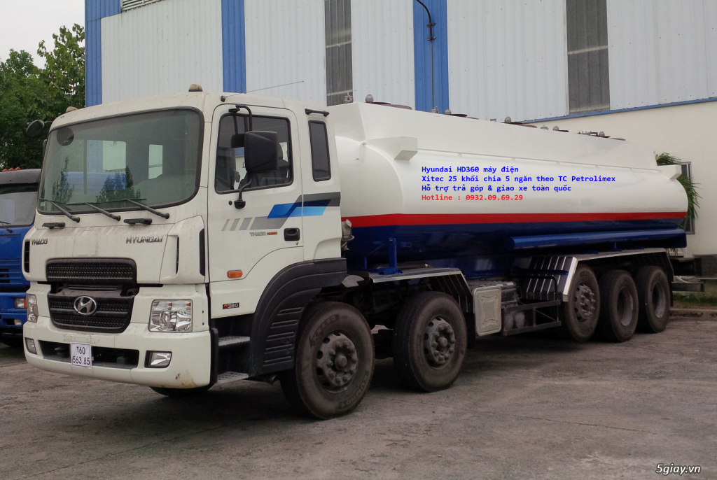 Xe bồn Hyundai 25 khối, bồn xăng dầu Hyundai 5 chân HD360 Petrolimex