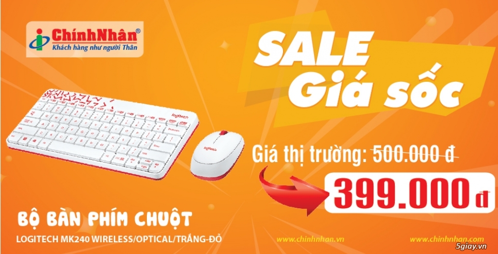 [ChinhNhan.VN] - *Sell COMBO KEYBOARD & MOUSE WIRELESS MK240 : 399K! - 10