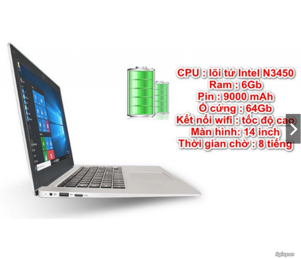 Laptop siêu mỏng IPS 14inch 1080p Intel N3450 Ram 6G, 64Gb eMMc