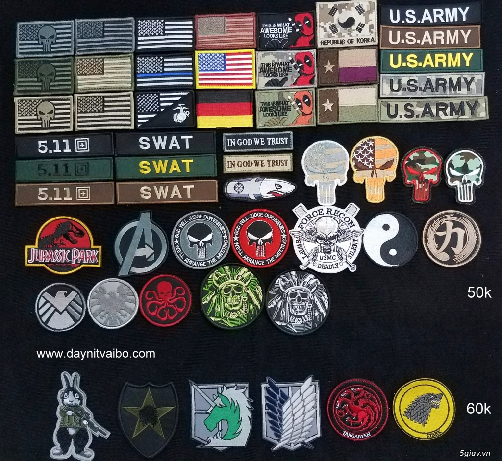 Patch Velcro tấm dán xé dán áo khoát lính, balo lính 511, nón lính - 18