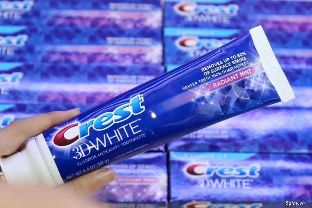 kem đánh răng Crest 3D White Radiant Mint làm trắng răng siêu tốc
