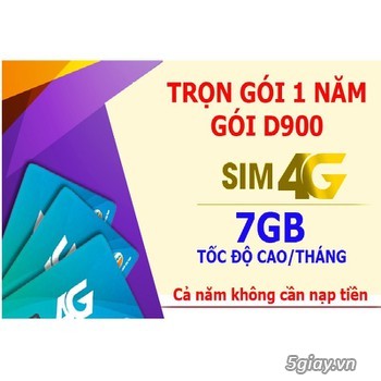 Sim 4G( LTE) Viettel 7Gb x12T ( KO CÂN NẠP TIỀN 1 Năm) - Cần Bán