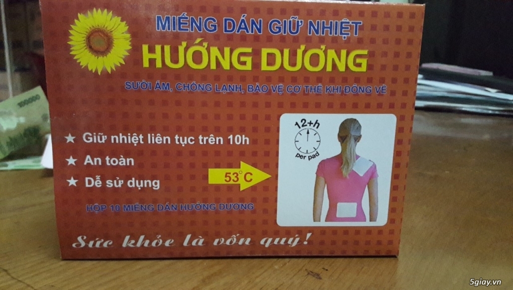 Miếng dán HƯỚNG DƯƠNG sưởi ấm, chườm đau made in Việt Nam