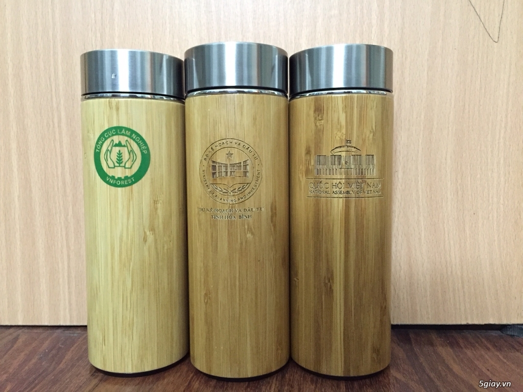 Bình giữ nhiệt tre in logo - 3