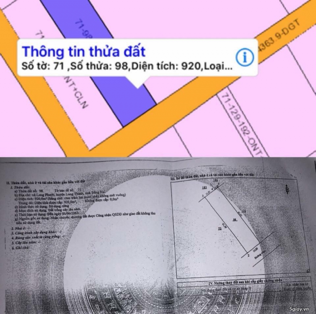 Nhà đất chính chủ, SHR, thổ cư KV Long Phước Long Thành - 1