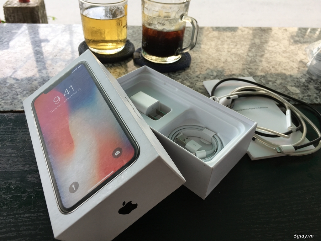 Củ sạc, cáp sạc, tai nghe Zin bóc máy Iphone X , bao test - 3