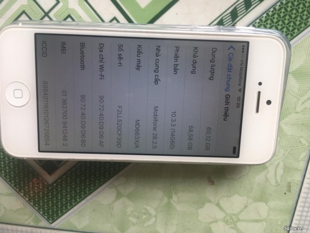 Iphone 5 64gb quốc tế zin 100%, icloud chính chủ, bảo hành 3 tháng - 1
