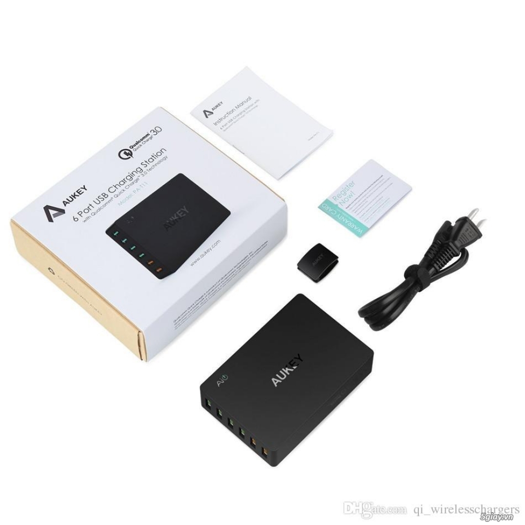 Aukey PA-T11, 6 ports, QuickCharge 3.0, new 100%, BH 12t, đổi mới
