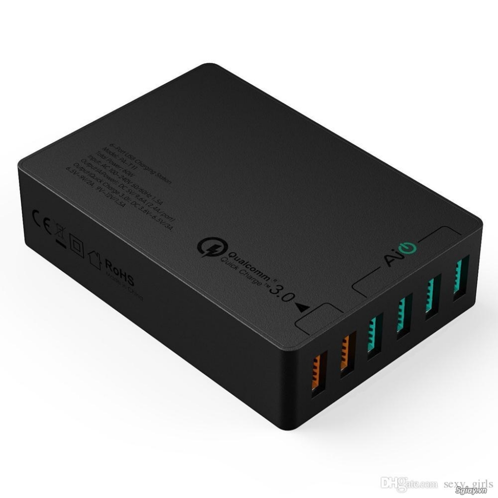 Aukey PA-T11, 6 ports, QuickCharge 3.0, new 100%, BH 12t, đổi mới - 1