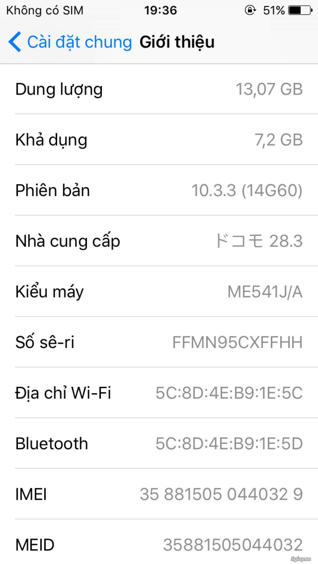 IPHONE 5C LOCK TRẮNG NHẬT DOCOMO 16GB - 8