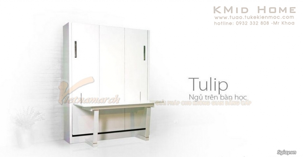 Mẫu giường gấp thông minh kết hợp với bàn học Tulip KMid Home - 2