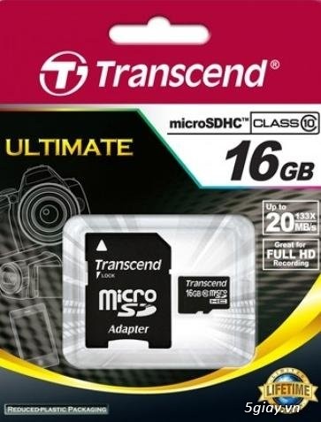 THẺ NHỚ Micro SDHC Transcend Class 10 - 16GB